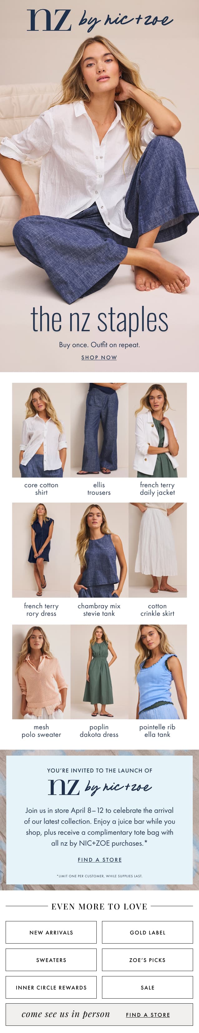 nz by NIC+ZOE brand launch image